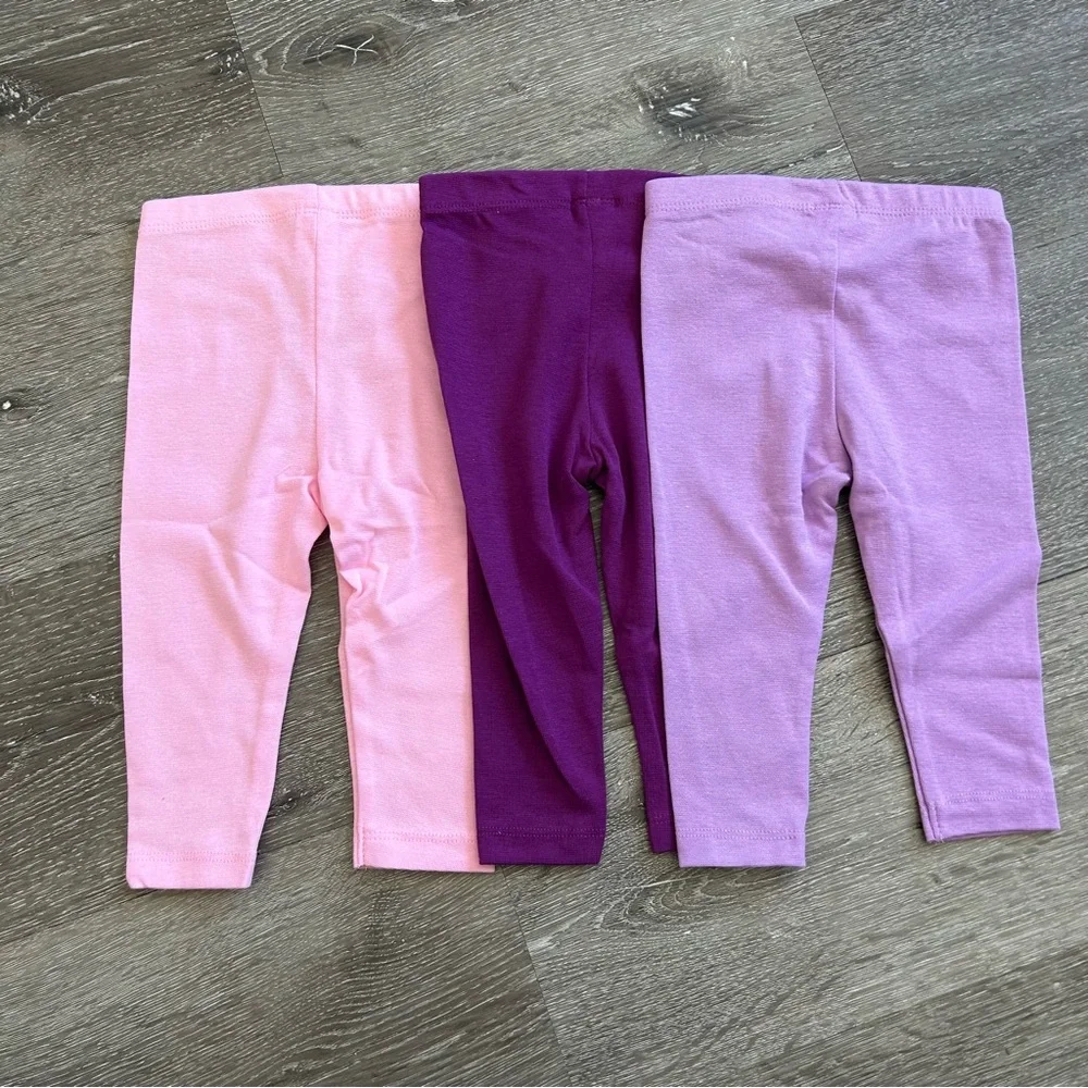 NWOT 6-12 Months Hanes Ultimate Flexy 3 Pairs of Pants Pink Purple‎ Stretchy